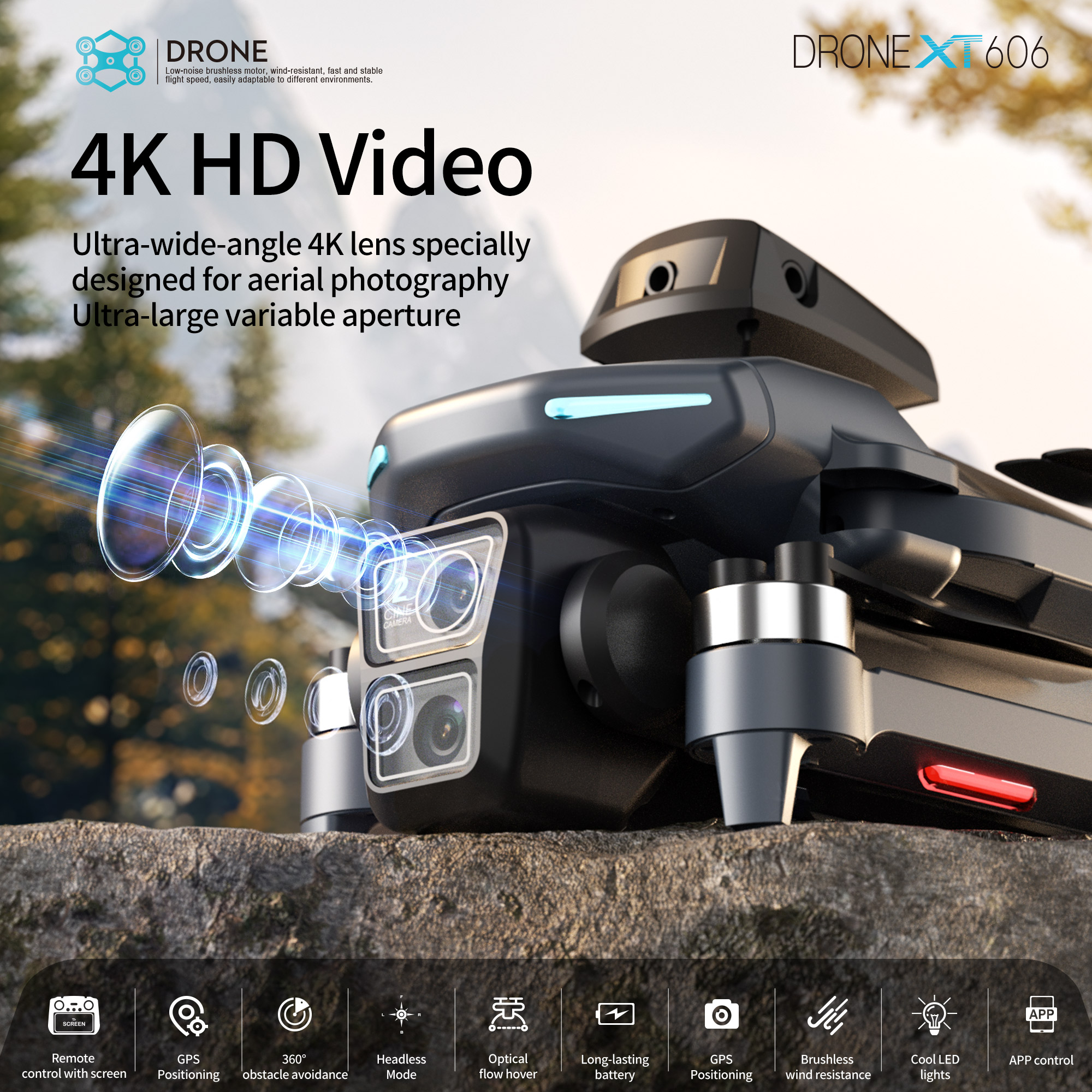 XT606 Foldable Drone 4K Dual C - Drone Kit Long Range recension och pris