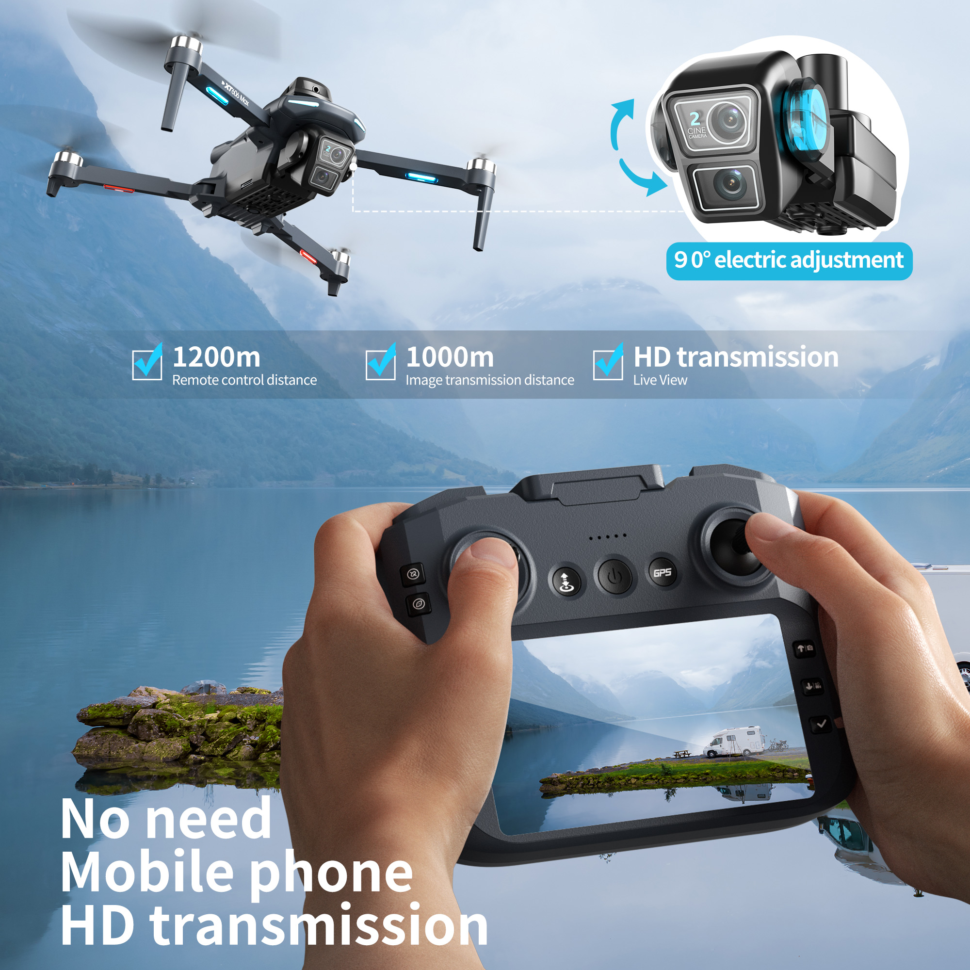 XT606 Foldable Drone 4K Dual C - Drone Kit Long Range recension och pris