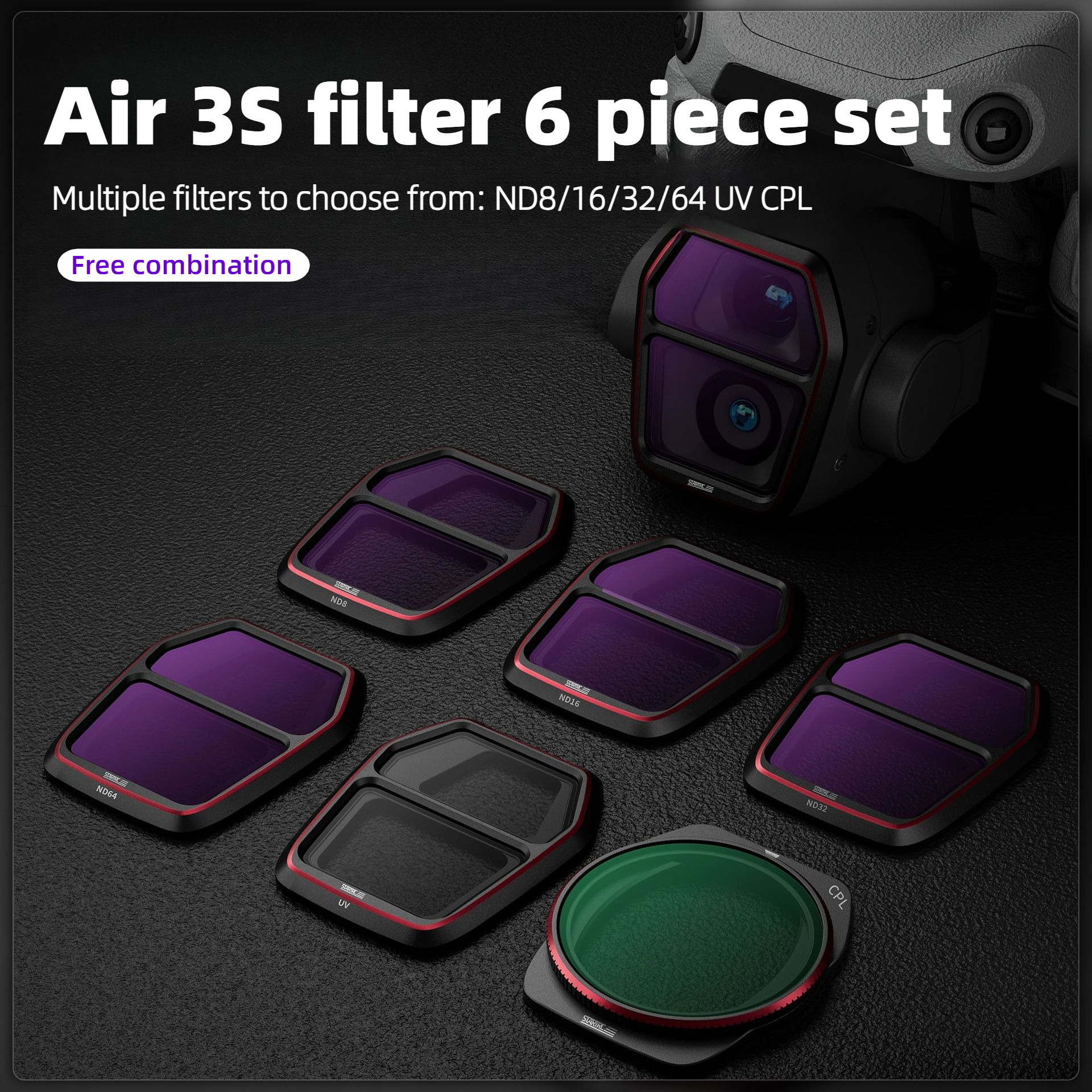 For DJI Air 3S Camera Lens Fil - Drone Kit Waterproof recension och pris